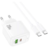 Сетевое зарядное устройство HOCO CS54A White + USB-C - USB-C Cable (6942007631532)