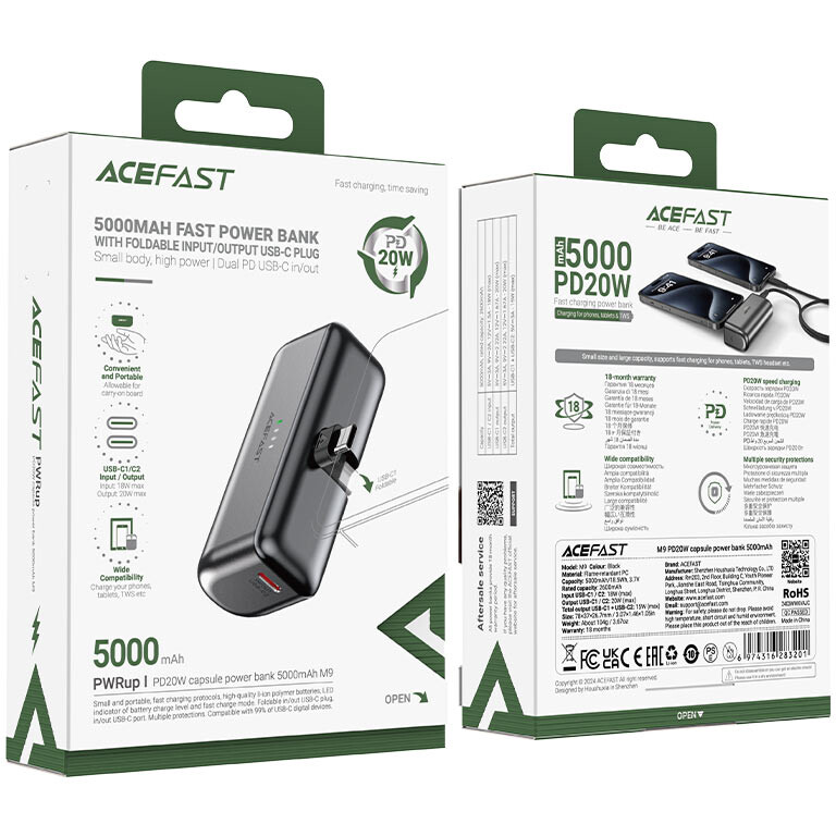 Внешний аккумулятор ACEFAST M9 Black - AF-M9-BK - фото 5