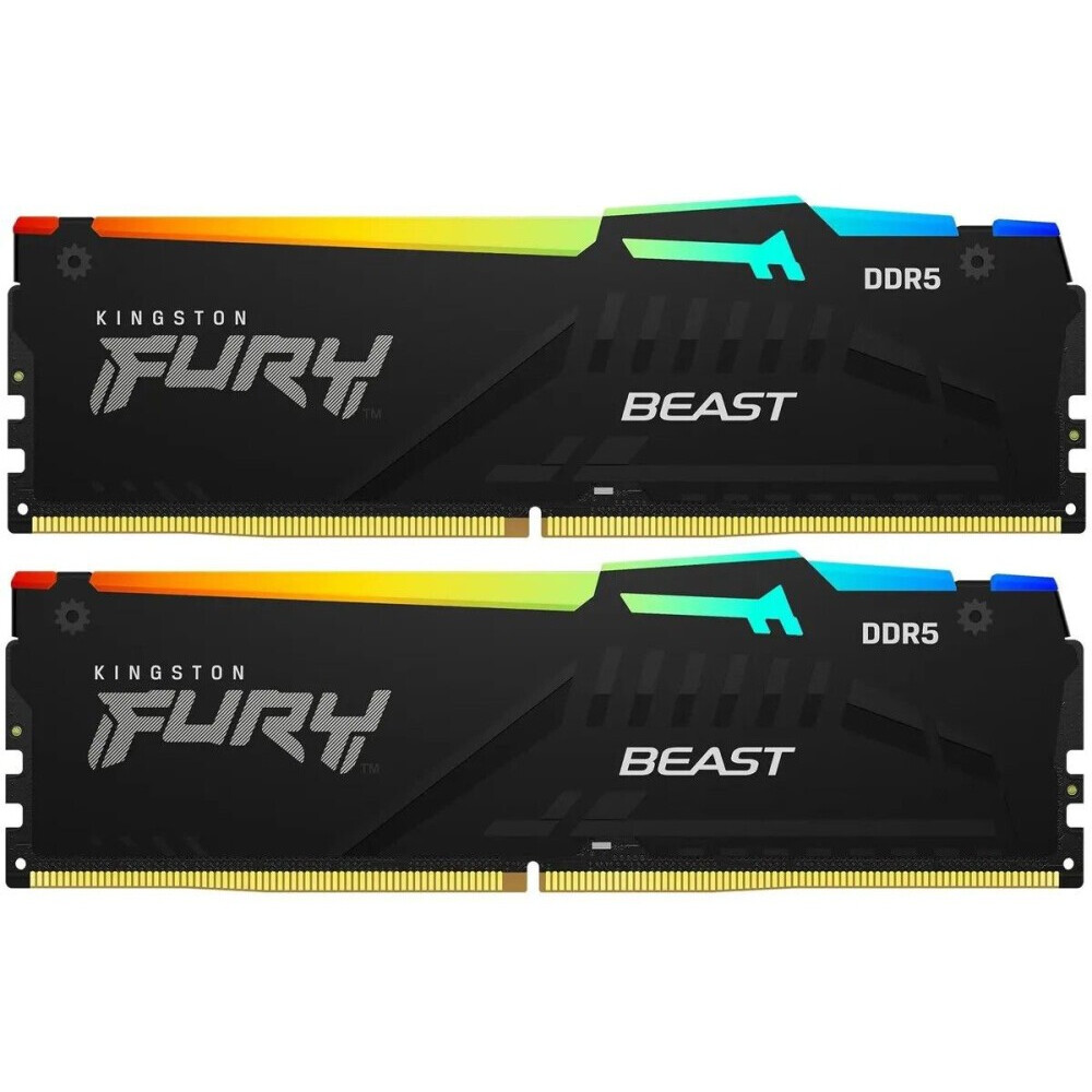 Оперативная память 64Gb DDR5 6000MHz Kingston Fury Beast Black RGB (KF560C30BBAK2-64) (2x32Gb KIT)