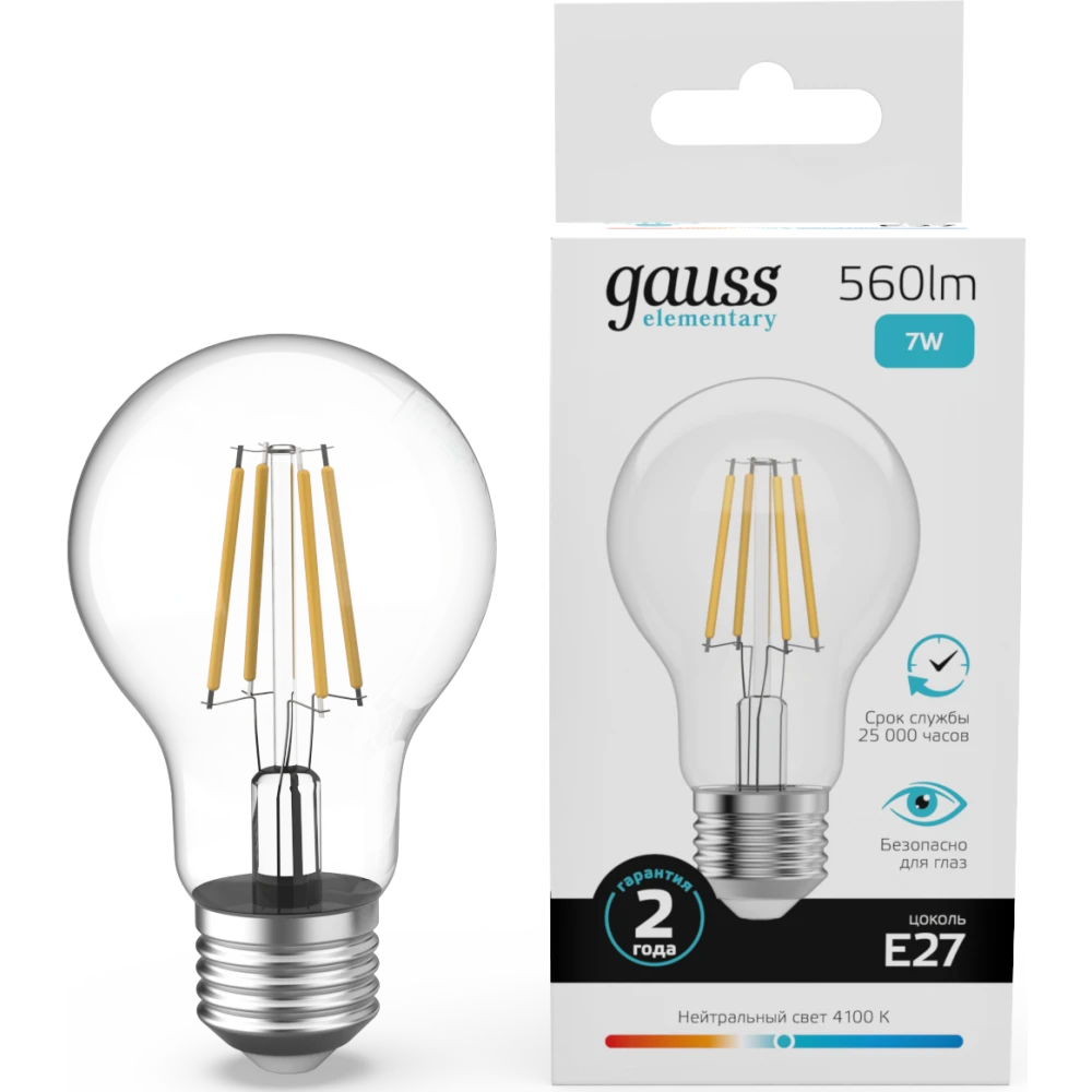 Филаментная лампочка Gauss Filament 22227 (7 Вт, E27) 10 шт. - фото 2