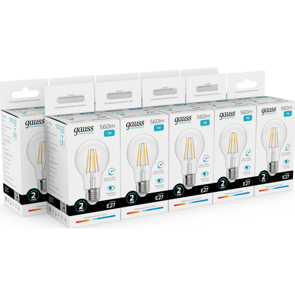 Филаментная лампочка Gauss Filament 22227 (7 Вт, E27) 10 шт. - фото 3