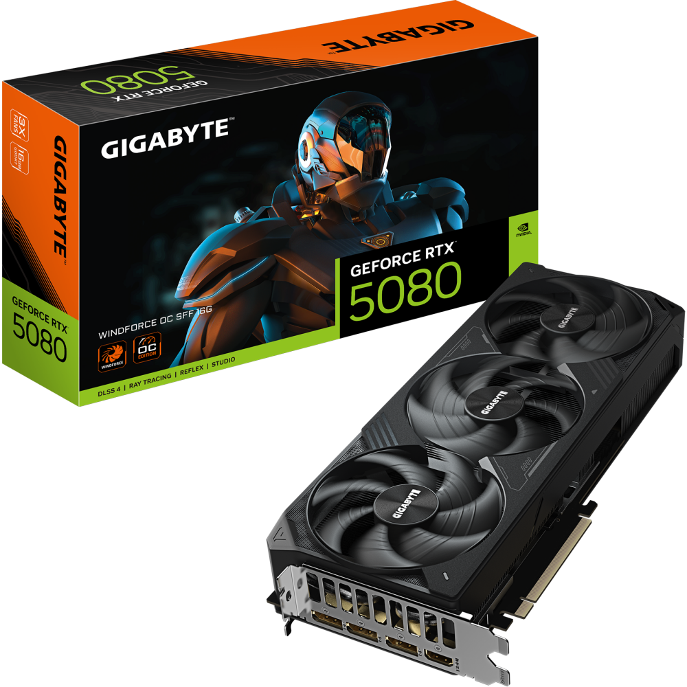 Видеокарта NVIDIA GeForce RTX 5080 Gigabyte WINDFORCE OC SFF 16Gb (GV-N5080WF3OC-16GD) - фото 10