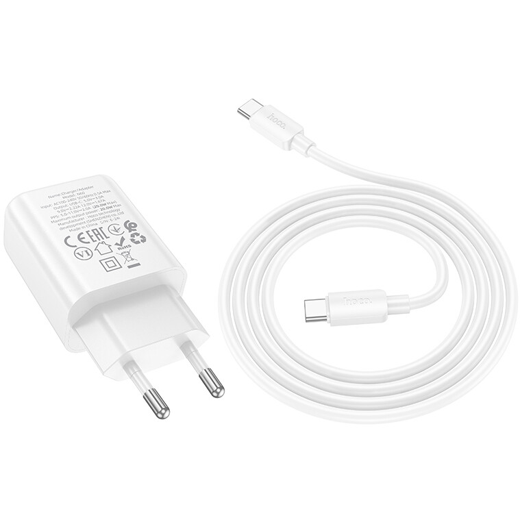 Сетевое зарядное устройство HOCO N60 White + Type-C Cable - 6942007644228 - фото 3