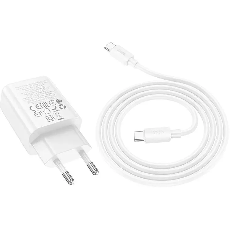 Сетевое зарядное устройство HOCO N63 White + USB-C - USB-C Cable - 6942007644402 - фото 3