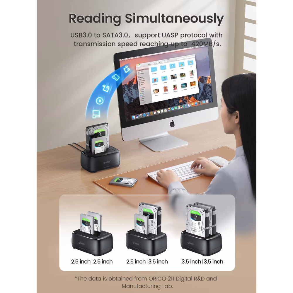 Док-станция для HDD Orico DD28C3 Black - ORICO-DD28C3-EU-BK-BP - фото 5