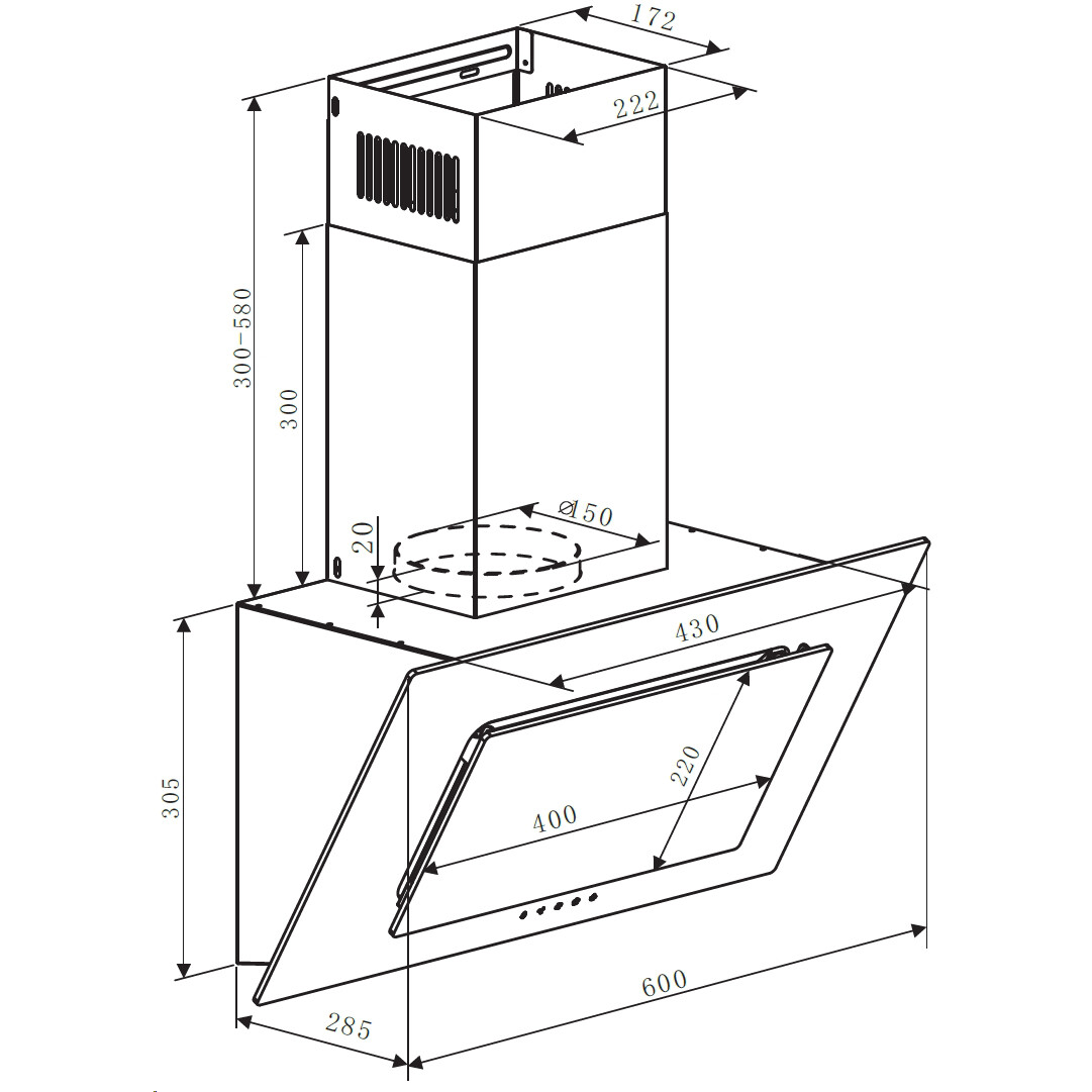 Вытяжка Weissgauff Zaurak 60 PB BL - 430906 - фото 8