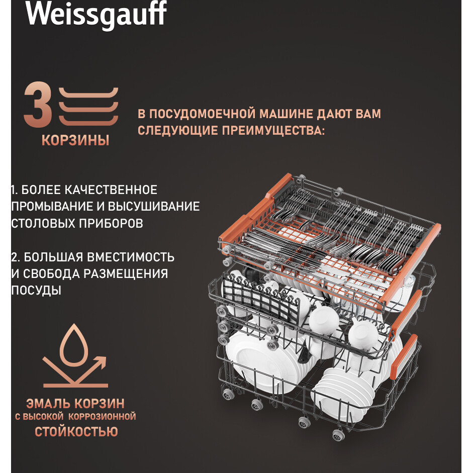 Встраиваемая посудомоечная машина Weissgauff BDW 4536 D Infolight - 431381 - фото 23
