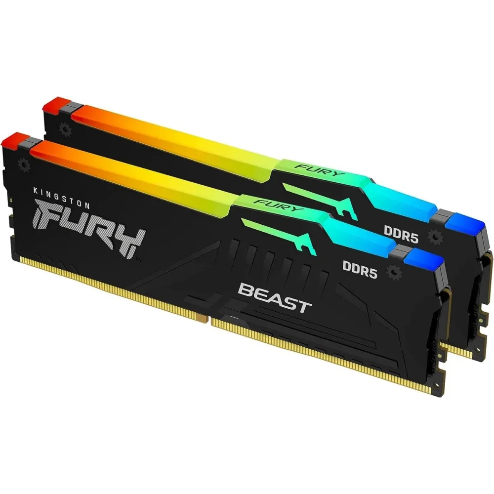 Оперативная память 16Gb DDR5 6000MHz Kingston Fury Beast Black RGB (KF560C30BBEAK2-16) (2x8Gb KIT) - фото 2