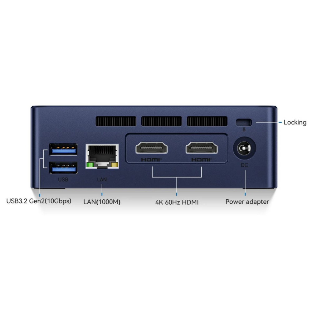 Мини ПК Beelink Mini S12 Navy Blue (N95/8G/256G/Win11P) - MINIS12/N95/8G/256G/Win11P - фото 3