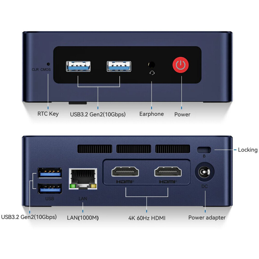 Неттоп Beelink Mini S12 Pro Navy Blue (N100/16GB/500GB/Win11P) - MINIS12PRO/N100/16GB/500GB/Win11P - фото 3