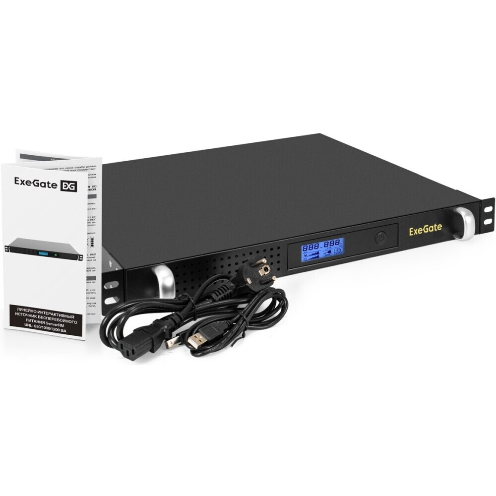 ИБП ExeGate 1U ServerRM UNL-1000.LCD.AVR.6C13.RJ.USB.1U