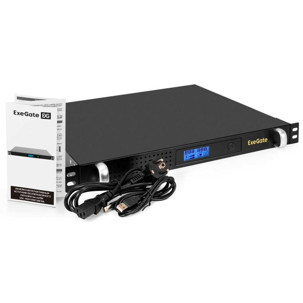 ИБП ExeGate 1U ServerRM UNL-1200.LCD.AVR.8C13.RJ.USB.1U