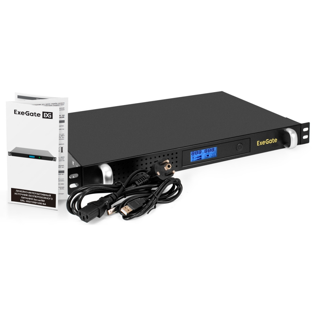 ИБП ExeGate 1U ServerRM UNL-650.LCD.AVR.4C13.RJ.USB.1U