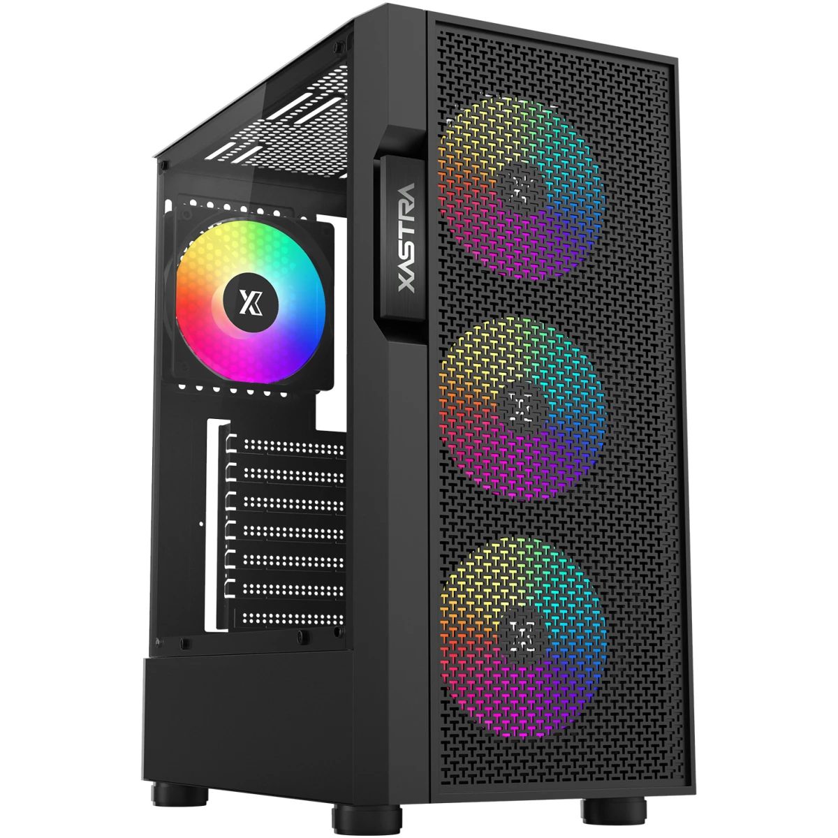Корпус XASTRA A302 4FRGB Black - A302-BK-FC120FRGB-4F-GL - фото 2