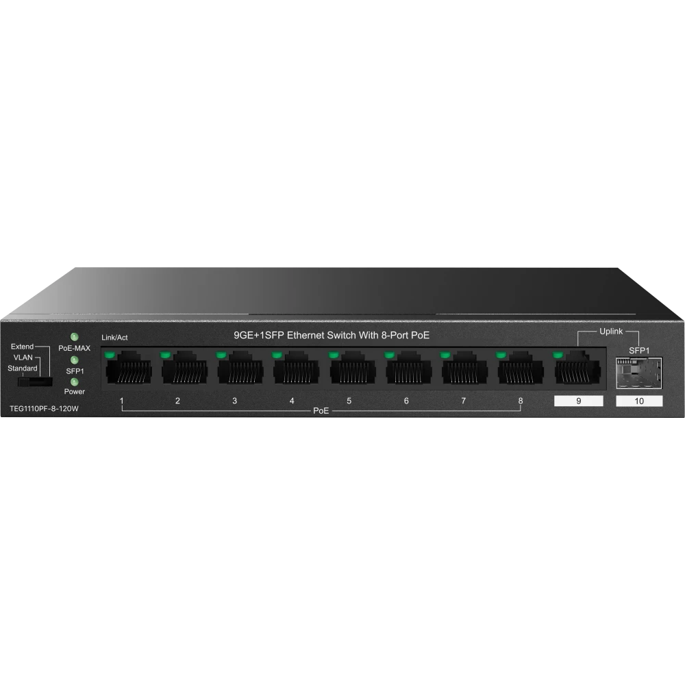 Коммутатор (свитч) Tenda TEG1110PF-8-120W