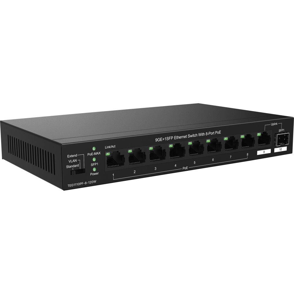 Коммутатор (свитч) Tenda TEG1110PF-8-120W - фото 2