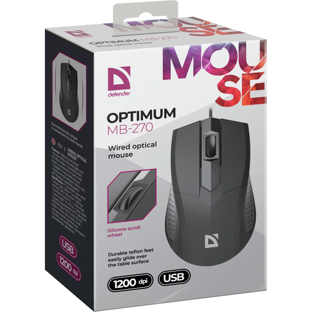 Мышь Defender Optimum MB-270 Black (52271) - фото 5
