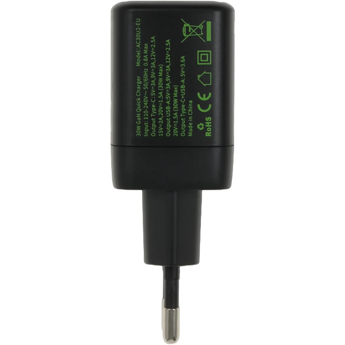 Сетевое зарядное устройство Move Speed AC30 Black/Green - фото 3