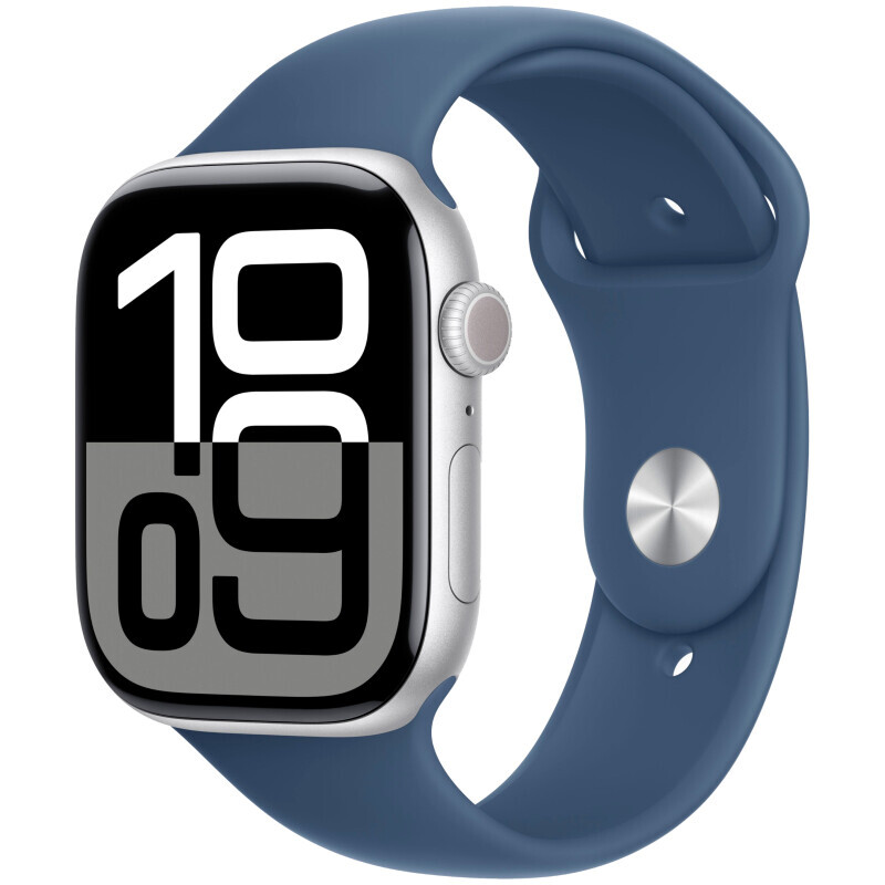 Умные часы Apple Watch Series 10 46mm Silver Aluminum Case with Denim Sport Band S/M (MWWL3LW/A)