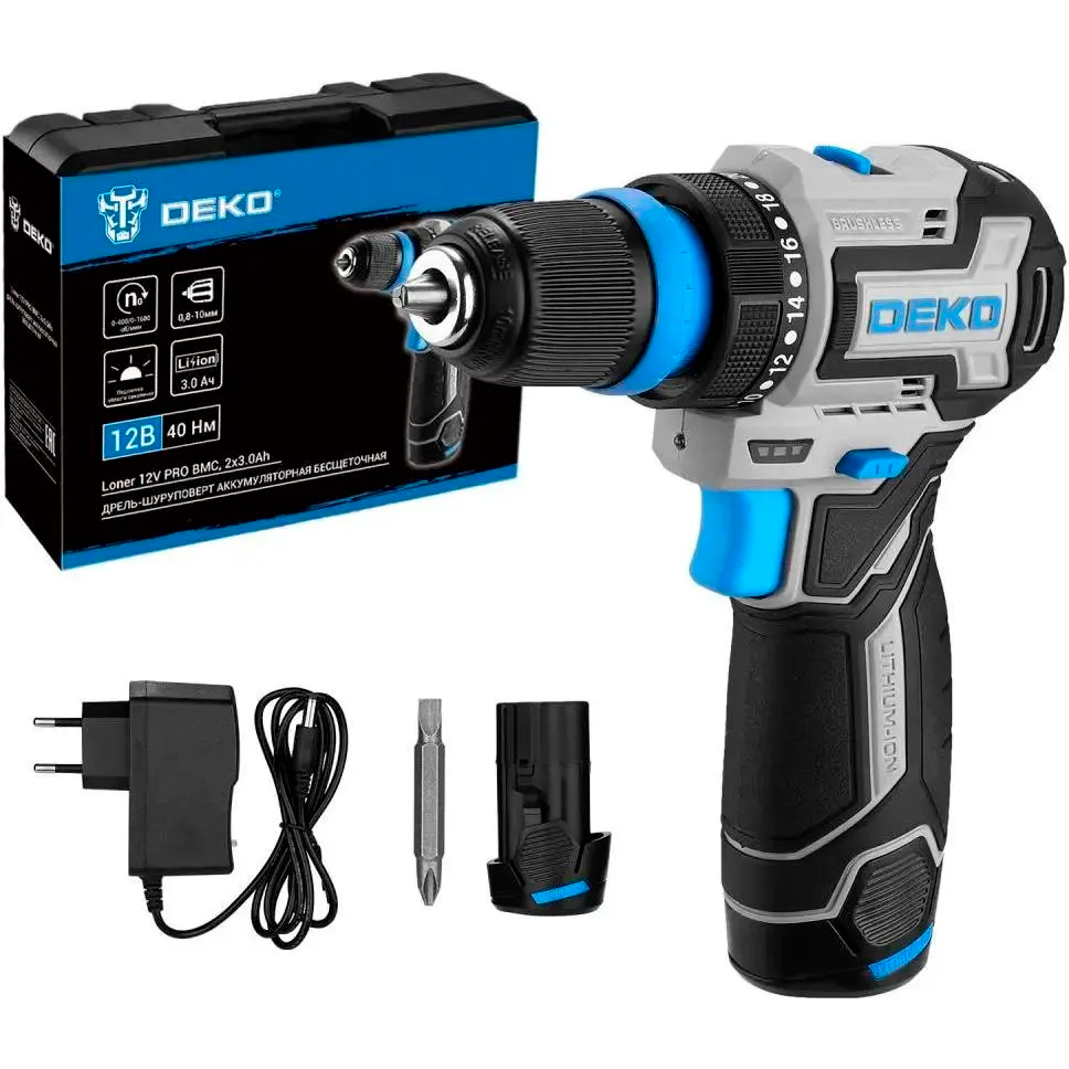 Дрель-шуруповёрт DEKO Loner 12V PRO (085-1122)
