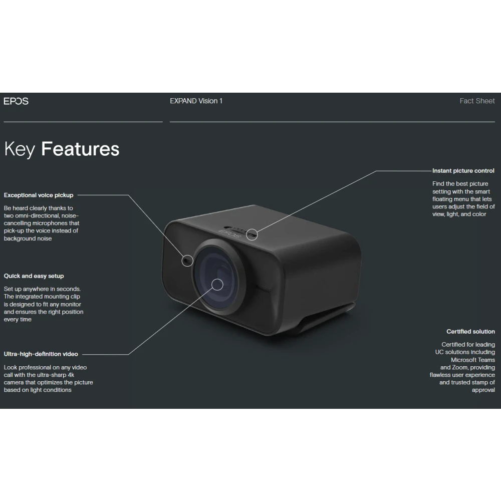 Конференц-камера EPOS EXPAND Vision 1 - 1001120 - фото 6