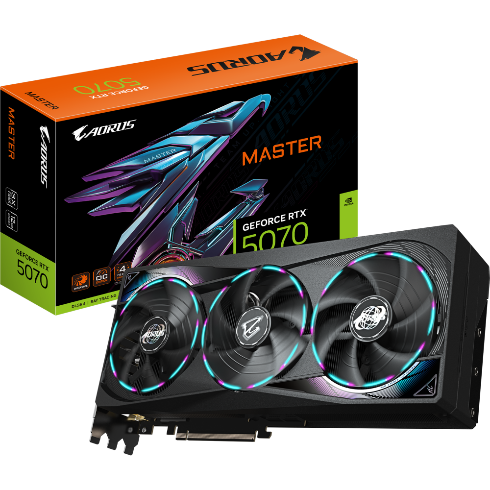 Видеокарта NVIDIA GeForce RTX 5070 Gigabyte AORUS MASTER OC 12Gb (GV-N5070AORUS M-12GD) - фото 10