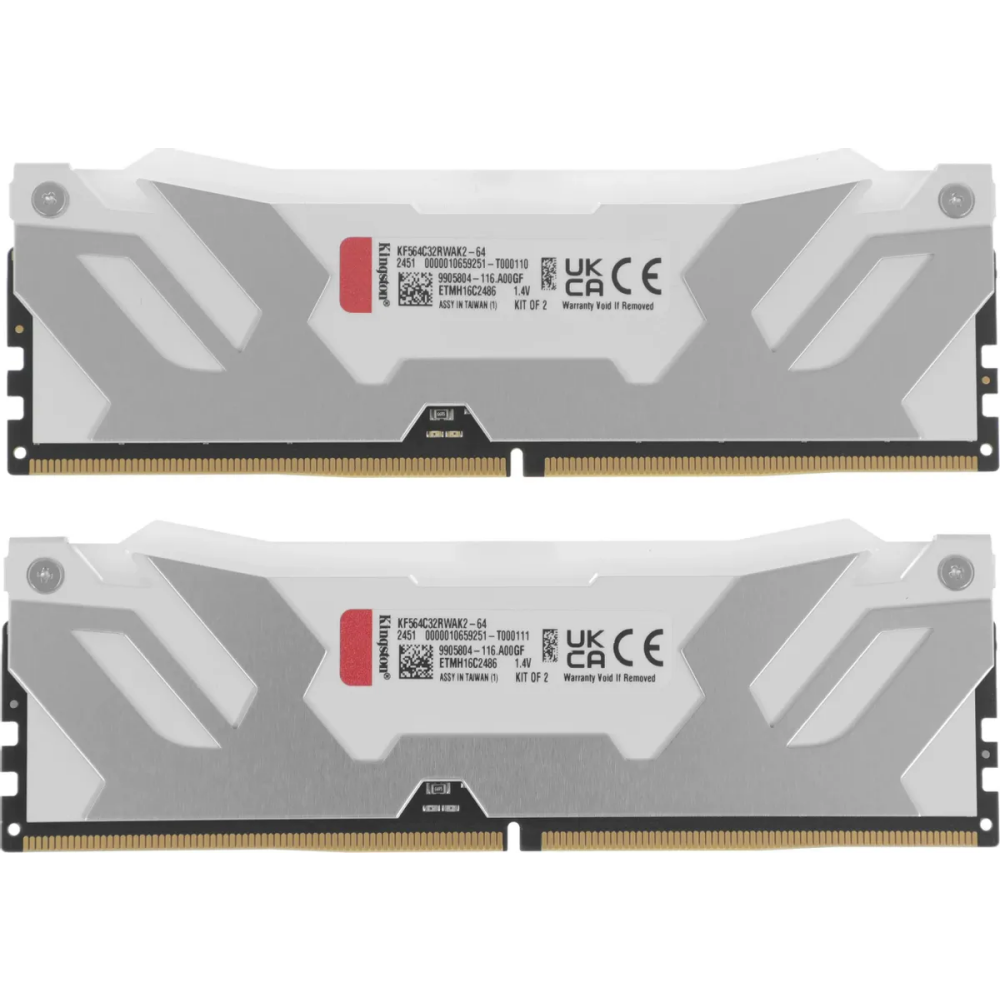 Оперативная память 64Gb DDR5 6400MHz Kingston Fury Renegade White RGB (KF564C32RWAK2-64) (2x32Gb KIT) - фото 4