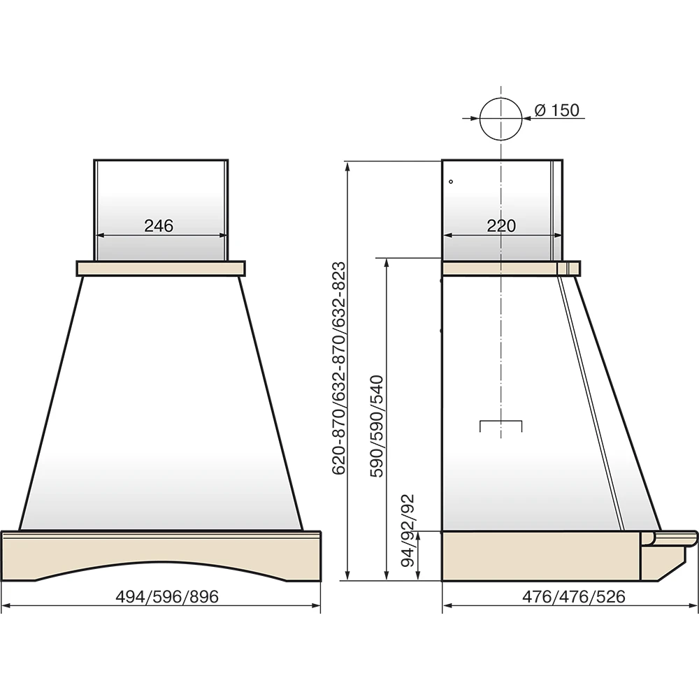 Вытяжка Elikor Ротонда 90П-650-П3Д Beige/Oak Unpainted - 941556 - фото 2