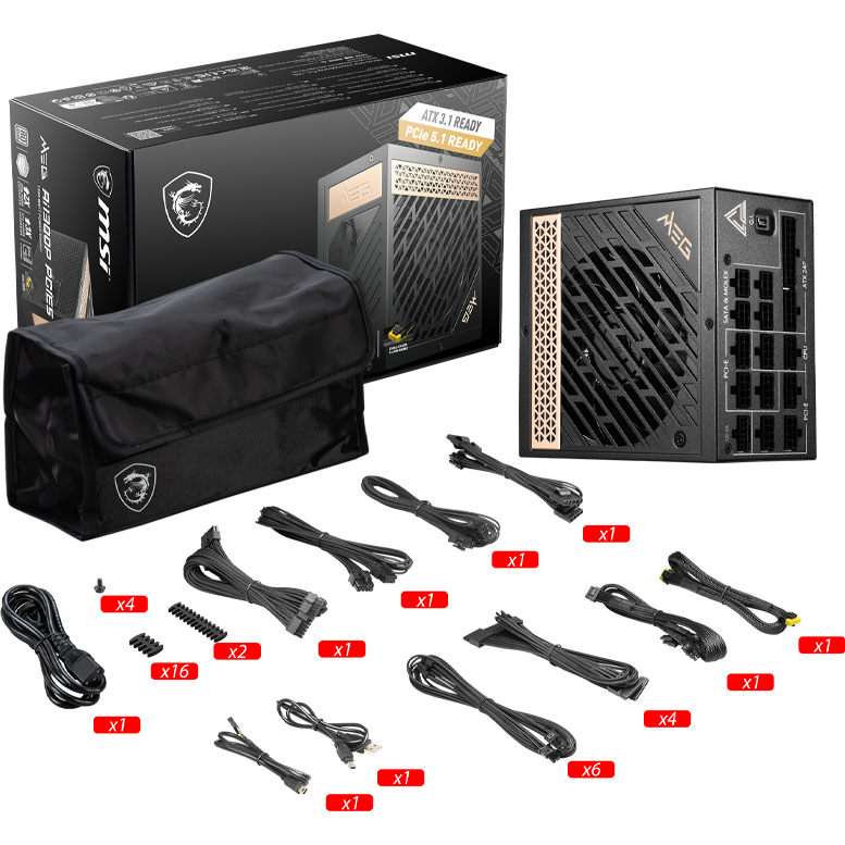 Блок питания 1300W MSI MEG Ai1300P PCIE5 - 306-7ZP4A11-CE0 - фото 5