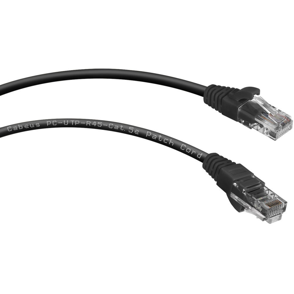 Патч-корд Cabeus PC-UTP-RJ45-Cat.5e-1.5m-BK, 1.5м