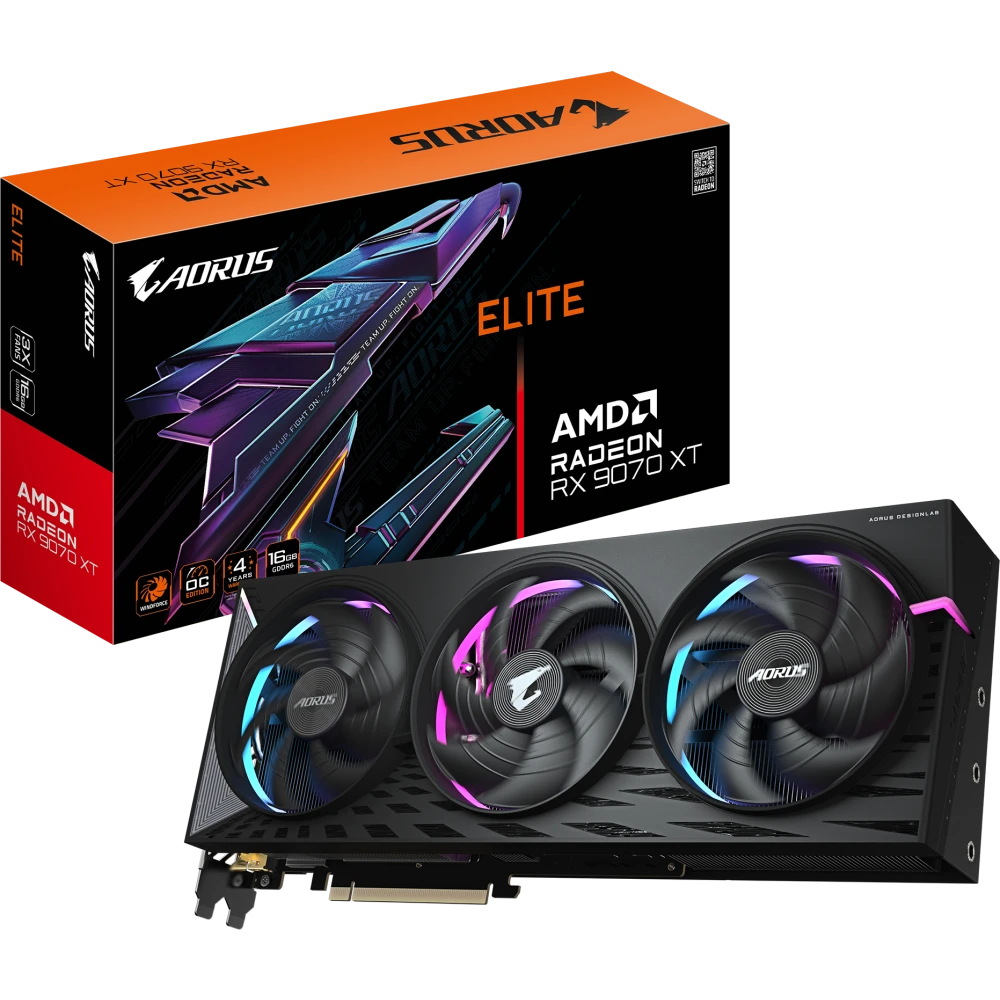 Видеокарта AMD Radeon RX 9070 XT Gigabyte AORUS ELITE OC 16Gb (GV-R9070XTAORUS E-16GD) - фото 8