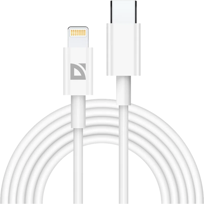 Кабель USB Type-C - Lightning, 2м, Defender F182 White - 87539