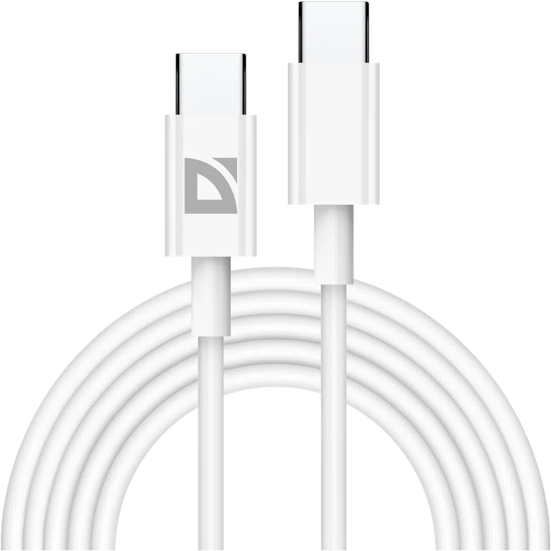 Кабель USB Type-C - USB Type-C, 2м, Defender F182 30W White