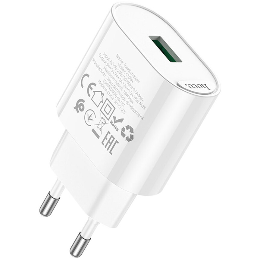 Сетевое зарядное устройство HOCO C109A Fighter White - 6931474784810 - фото 4