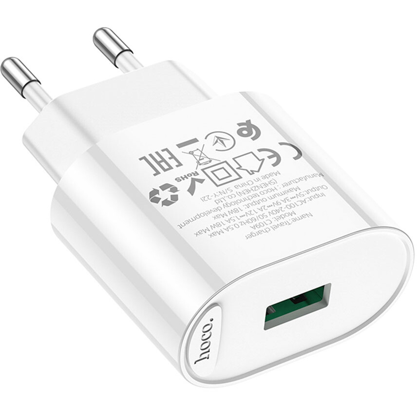 Сетевое зарядное устройство HOCO C109A Fighter White - 6931474784810 - фото 6