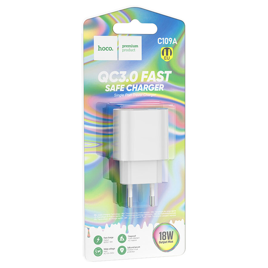 Сетевое зарядное устройство HOCO C109A Fighter White - 6931474784810 - фото 7