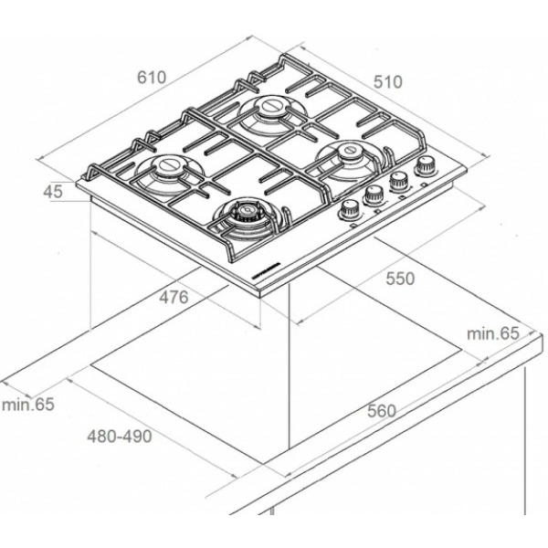 Газовая варочная панель Kuppersberg FG 62 B - 6456 - фото 6