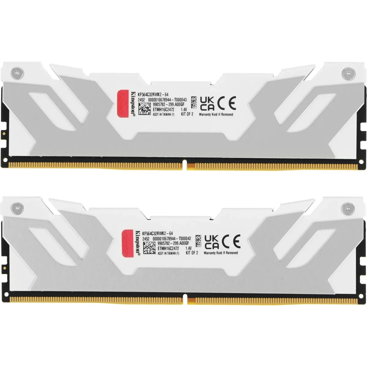 Оперативная память 64Gb DDR5 6400MHz Kingston Fury Renegade White (KF564C32RWK2-64) (2x32Gb KIT) - фото 2