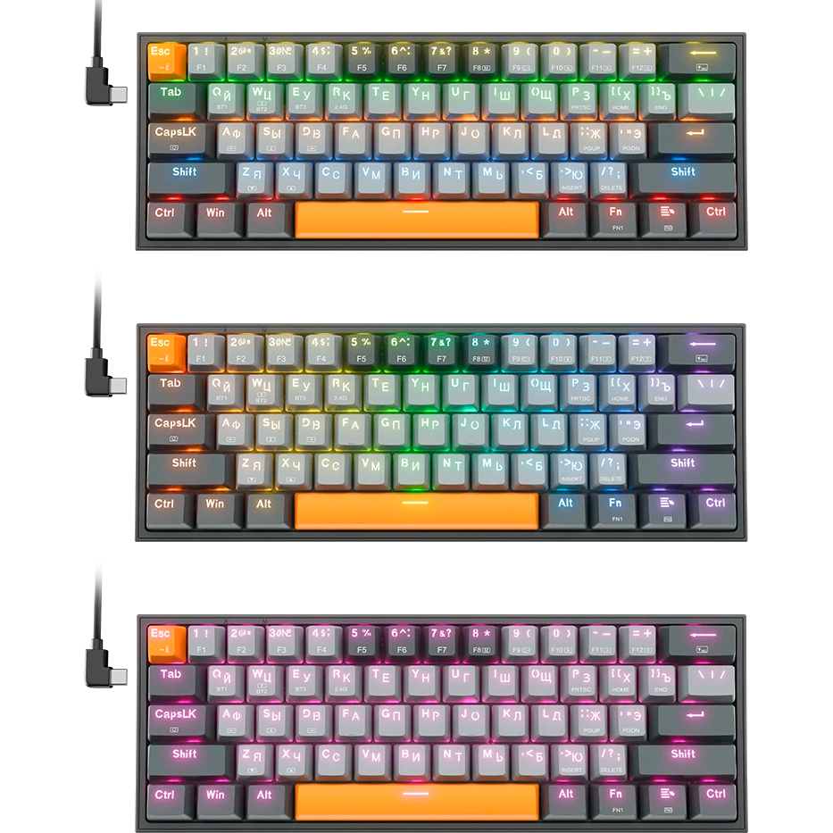 Клавиатура Redragon Fizz Pro Grey/Orange - 72601 - фото 2