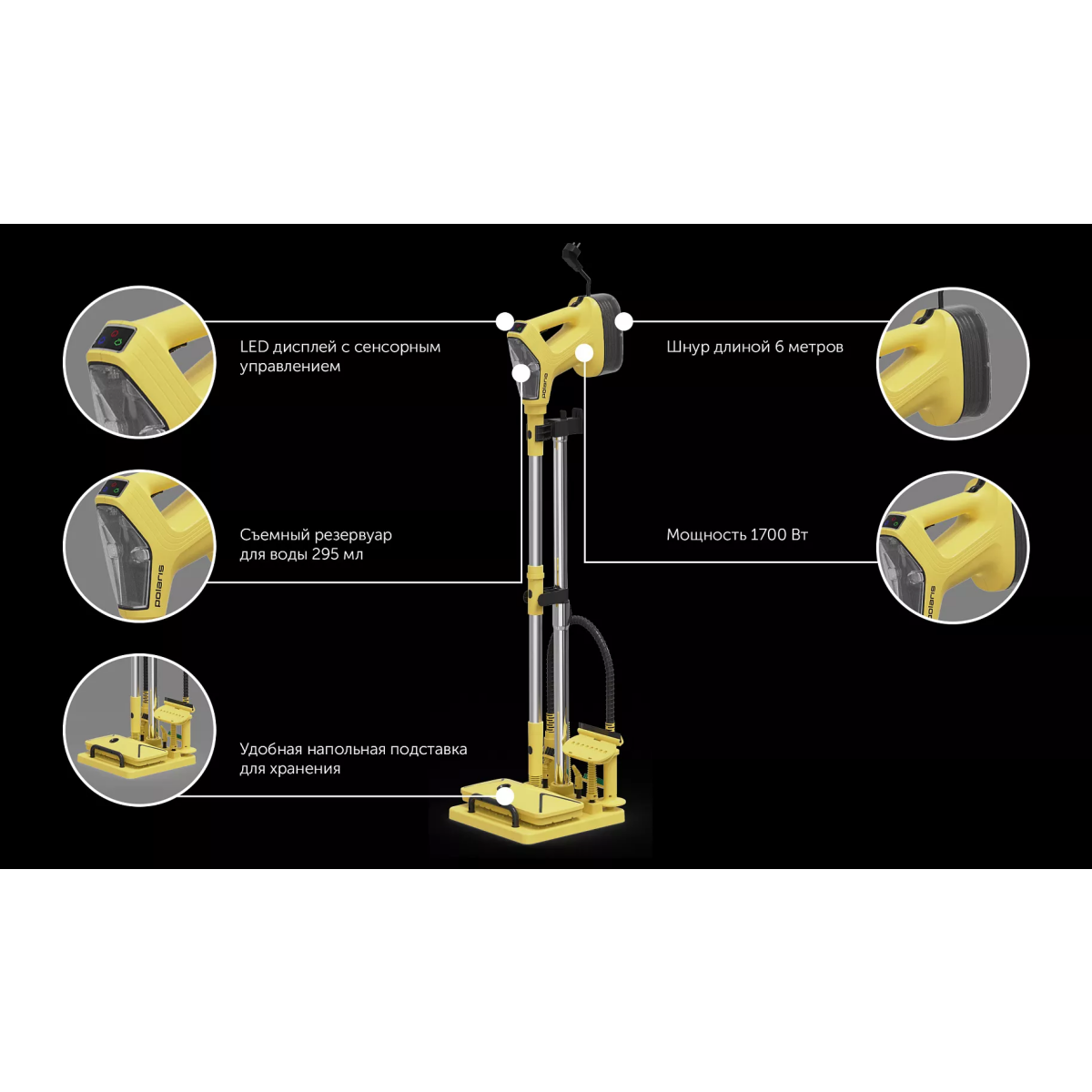 Пароочиститель Polaris PSC 1701C Yellow - фото 7