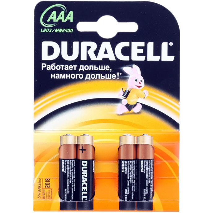 Батарейка Duracell Basic/Extra Life (AAA, 4 шт.)
