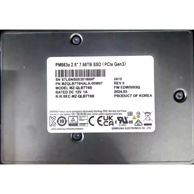 Накопитель SSD 7.68Tb Samsung PM983a (MZQLB7T6HALA-00W07) OEM