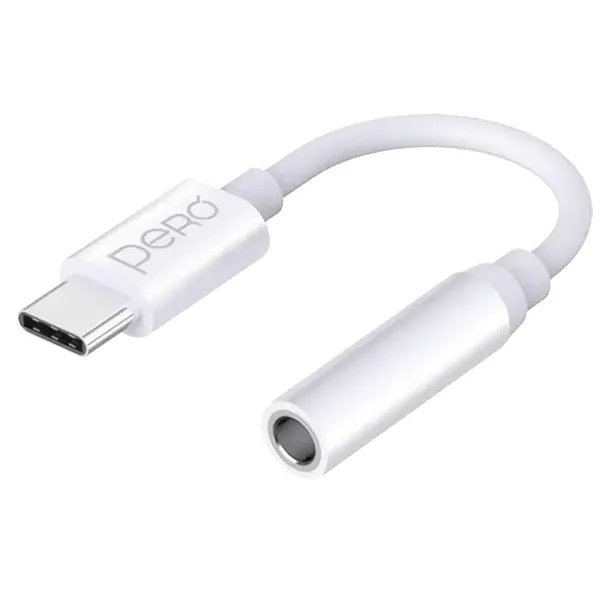Переходник USB Type-C - 3.5 Jack, PERO AD09 White