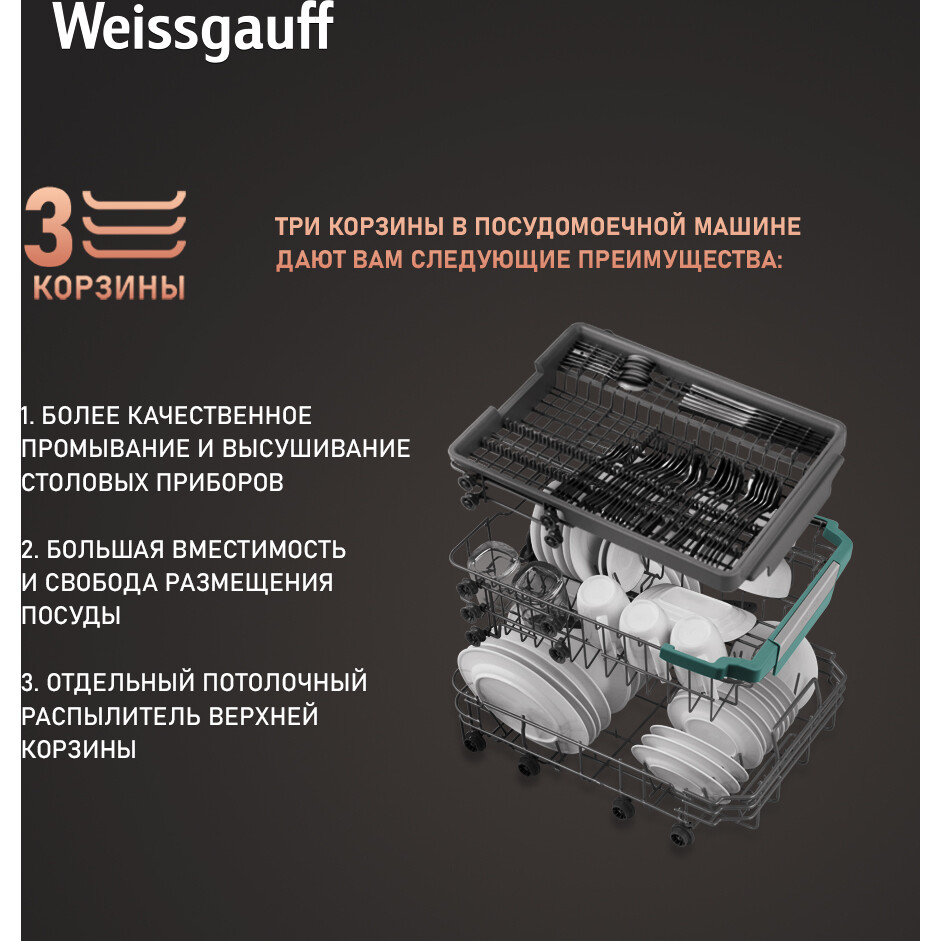 Встраиваемая посудомоечная машина Weissgauff BDW 4536 D - 432979 - фото 18