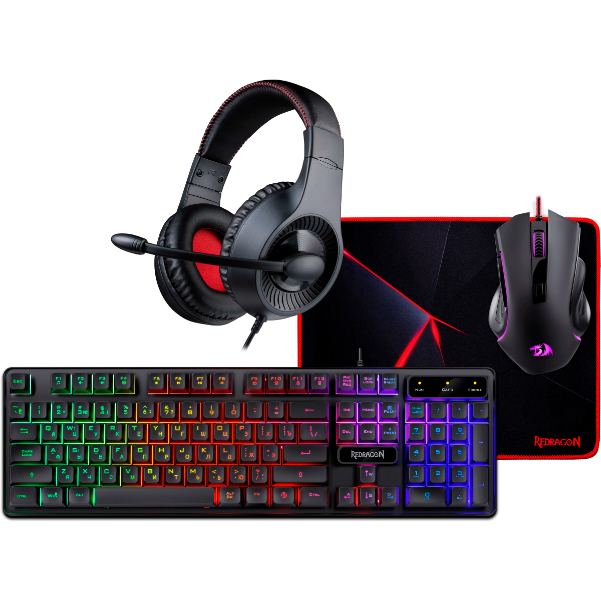 Клавиатура + мышь + коврик + гарнитура Redragon S137