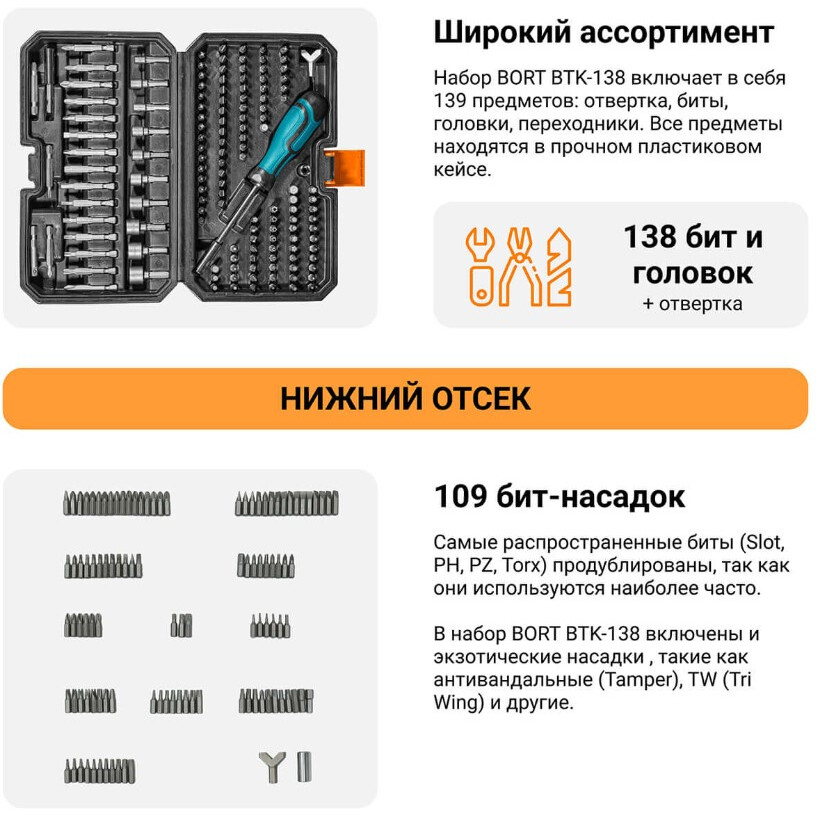 Набор инструментов Bort BTK-138 - 93418552 - фото 6