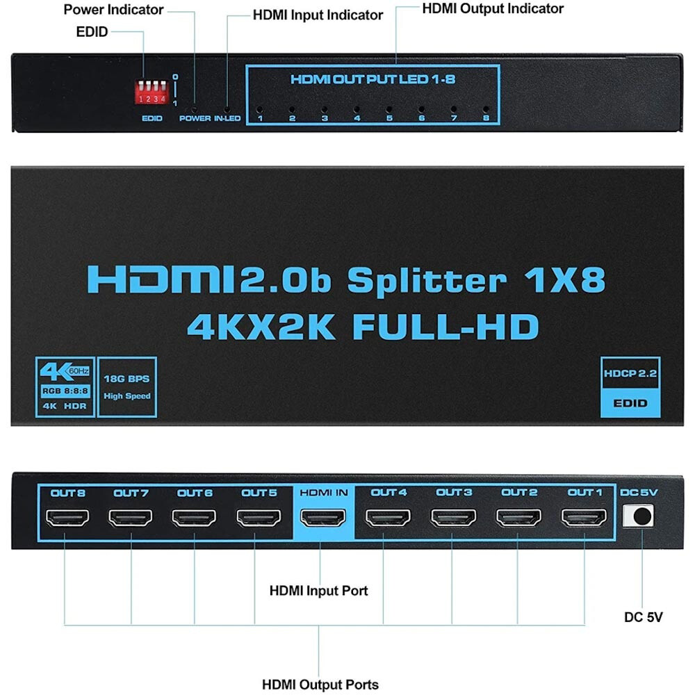 Разветвитель HDMI Orient HSP0108HL-2.0 - фото 3