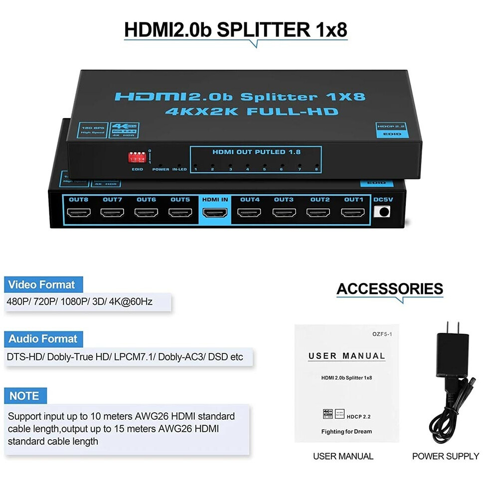 Разветвитель HDMI Orient HSP0108HL-2.0 - фото 5