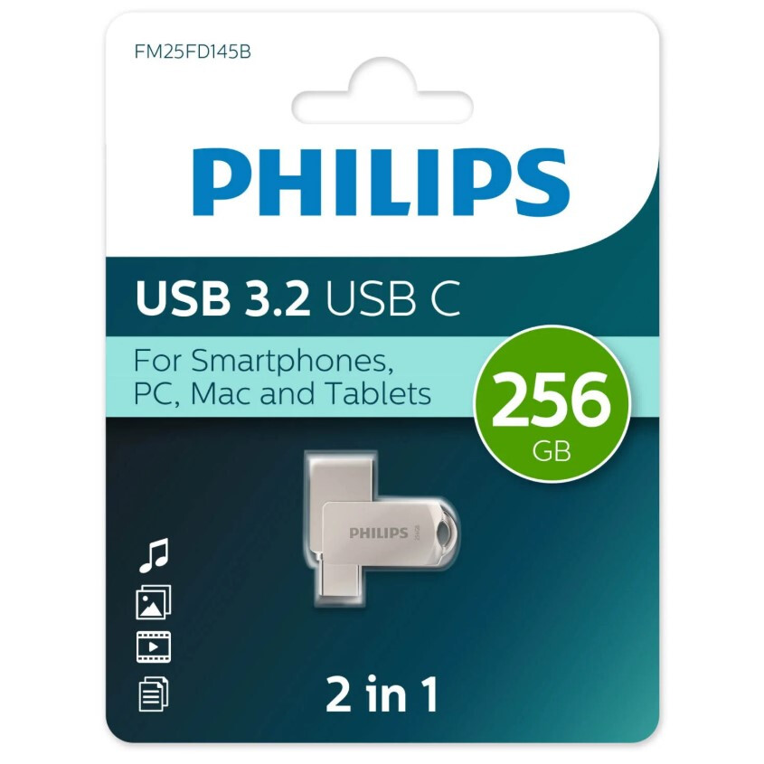 USB Flash накопитель 256GB Philips 2-in-1 (FM25FD145B/97)
