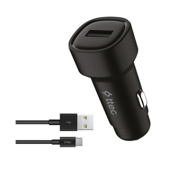 Автомобильное зарядное устройство ttec SmartCharger 2.4A + USB-C Cable Black - 2CKS30